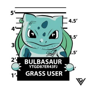 Bulbasaur Grass SVG & PNG Design | Playful Pokémon mugshot artwork for Cricut and screen printing.